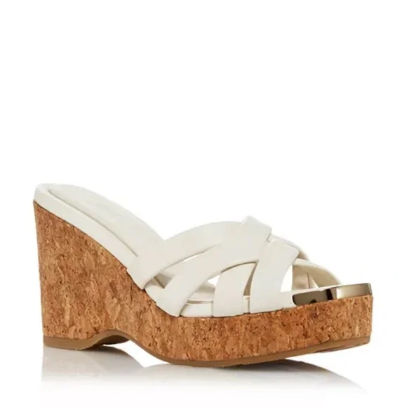 Jimmy Choo Women's Maribou 110 Platform Wedge Slide Sandals, Nee In Box+Dust Bag - Picture 1 of 9